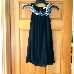 Roxette Girls‎ Black Floral Ruffle Silky Dress
